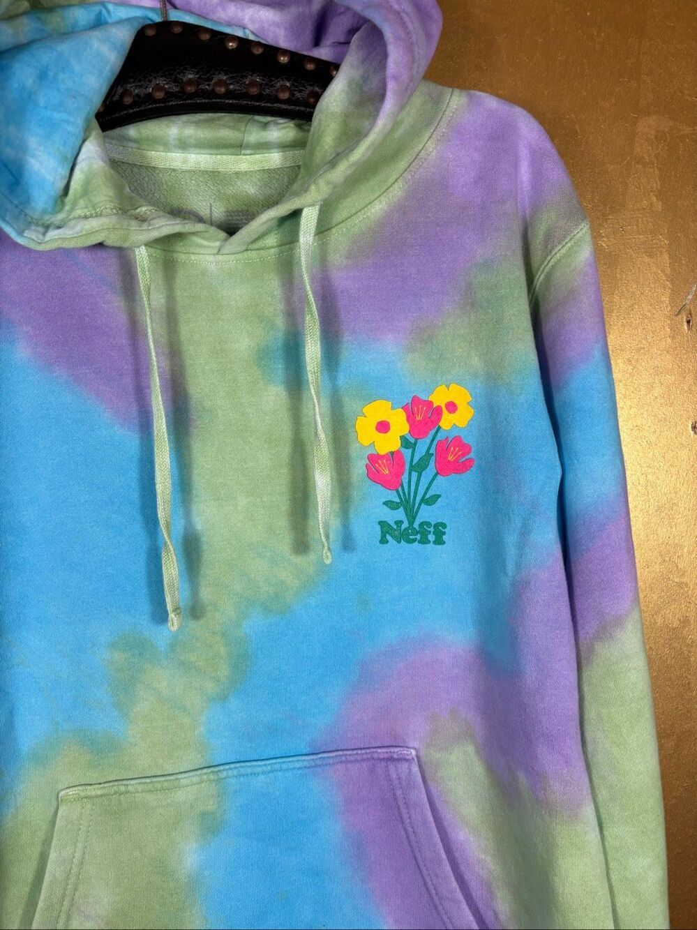 Neff Tie dye floral graphic pullover hoodie size S unisex - Picture 5 of 6